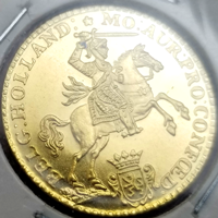 オランダ ホラント (1750) 7グルデン 金貨 リストライク 馬上の騎士