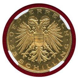オーストリア 1936年 25シリング金貨 聖レオポルド像 NGC PL63