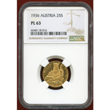 オーストリア 1936年 25シリング金貨 聖レオポルド像 NGC PL63
