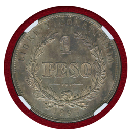 ウルグアイ 1893年 ペソ銀貨 NGC MS63