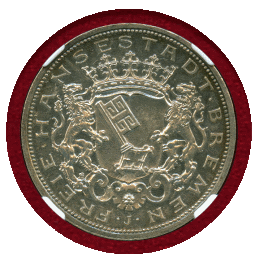ドイツ ブレーメン 1906J 5マルク 銀貨 NGC PF61