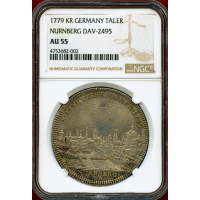 ドイツ ニュルンベルク 1779KR ターラー 銀貨 都市景観 NGC AU55