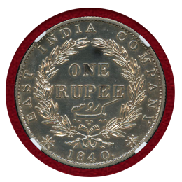 英領インド 1840C ルピー 銀貨 プルーフ RESTRIKE ヴィクトリア女王 NGC PF61