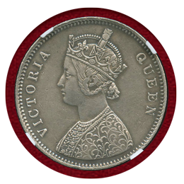 【SOLD】英領インド ミントエラー ルピー銀貨 ヴィクトリア女王 影打ち NGC AUD