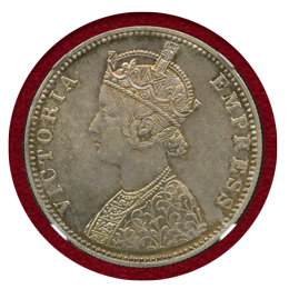 【SOLD】インド 1889B ルピー 銀貨 ヴィクトリア女王 NGC MS63