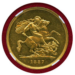 【SOLD】イギリス 1887 5ポンド 金貨 ヴィクトリア ジュビリーヘッド NGC MS62PL