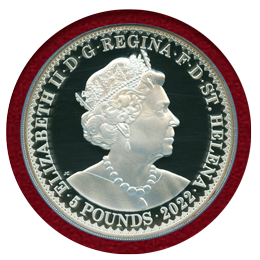 セントヘレナ 2022年 5ポンド(5oz) 銀貨 ゴチッククラウン NGC PF70UC