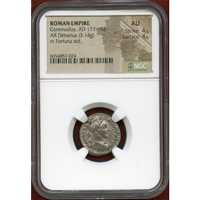 ローマ帝国 177-192年 デナリウス銀貨 コンモドゥス NGC AU