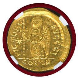 【SOLD】ビザンチン帝国 AD491-518 ソリダス金貨 アナスタシウス1世 Ch MS★