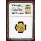 【SOLD】ビザンチン帝国 AD491-518 ソリダス金貨 アナスタシウス1世 Ch MS★