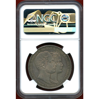 ドイツ バイエルン 1842年 2ターラー 銀貨 皇太子ご成婚記念 NGC AU58