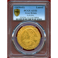 【SOLD】イギリス 1620-21年 ローレル 金貨 ジェームズ1世 PCGS AU53