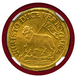 ドイツ ニュルンベルク 1649年 ラムダカット 金貨 子羊 NGC AU58