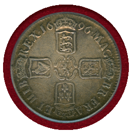イギリス 1696年 クラウン 銀貨 ウィリアム3世 PCGS AU50