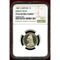 【SOLD】イギリス 1887 シリング 銀貨 ヴィクトリア ジュビリーヘッド NGC PF63UC