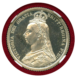 【SOLD】イギリス 1887年 6ペンス 銀貨 ヴィクトリアジュビリー NGC PF62CAMEO