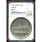 ドイツ ミュンヘン 1858年 ホワイトメタルメダル 都市景観 NGC MS61