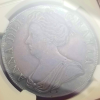 イギリス 1708年 クラウン 銀貨 アン女王 NGC AU50