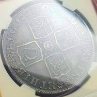 イギリス 1708年 クラウン 銀貨 アン女王 NGC AU50