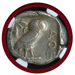 【SOLD】古代ギリシャ アテネ 440-404BC 4ドラクマ 銀貨 フクロウ NGC AU