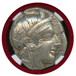 【SOLD】古代ギリシャ アテネ 440-404BC 4ドラクマ 銀貨 フクロウ NGC AU
