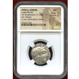 【SOLD】古代ギリシャ アテネ 440-404BC 4ドラクマ 銀貨 フクロウ NGC AU