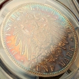 【SOLD】ドイツ ブレーメン 1906J 5マルク プルーフ銀貨 PCGS PR66 TONE