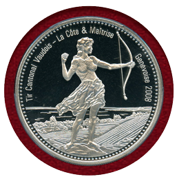 スイス 現代射撃祭 2008年 50フラン 銀貨 ジュネーヴ PCGS PR69DCAM
