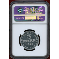 ドイツ ワイマール共和国 1922E 3マルク アルミ貨 憲法3周年記念 NGC PF67CAMEO
