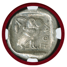 古代ギリシャ アッティカ 475-165BC 4ドラクマ 銀貨 フクロウ Ch AU フルクレスト!