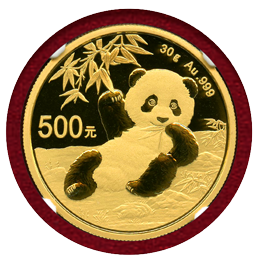 中国 2020年 500元 金貨 パンダ NGC MS70 FR