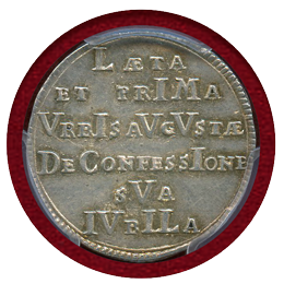 ドイツ アウグスブルク 1730年 ダカットパターン銀貨 都市景観 PCGS SP64