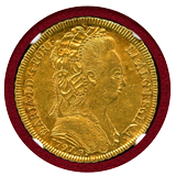【SOLD】ブラジル 1797R 6400レイス 金貨 マリア1世 NGC AU58