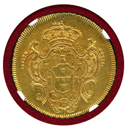 【SOLD】ブラジル 1797R 6400レイス 金貨 マリア1世 NGC AU58
