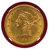【SOLD】アメリカ 1882S 10ドル 金貨 リバティヘッド NGC MS62