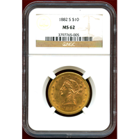 【SOLD】アメリカ 1882S 10ドル 金貨 リバティヘッド NGC MS62