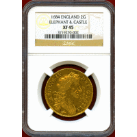 【SOLD】イギリス 1684年 2ギニー 金貨 チャールズ2世 エレファント&キャッスル XF45