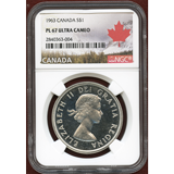 【SOLD】カナダ 1963年 1ドル銀貨 エリザベス2世 NGC PL67UC