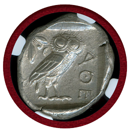 【SOLD】古代ギリシャアテネ 440-404BC 4ドラクマ銀貨 フクロウ NGC Ch AU