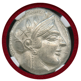 【SOLD】古代エジプト 5th-4th BC 4ドラクマ銀貨 フクロウ NGC Ch AU