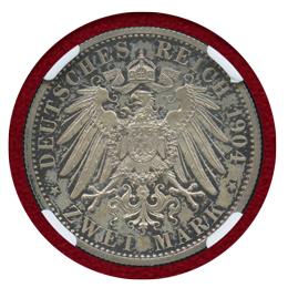 ドイツ アンハルト=デッサウ 1904A 2マルク銀貨 プルーフ フリードリヒ2世 PR63