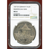 1647年 ドイツ ミュンスター 都市景観 ターラー銀貨 キリスト誕生 NGC MS61