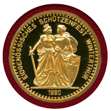 スイス 現代射撃祭 1990年 1000フラン金貨 ヴィンタートゥール PCGS PR69DCAM