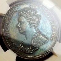 イギリス (1702) 銀メダル アン女王即位記念 NGC AU58