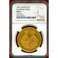 【SOLD】オーストリア ザルツブルク 1687年 6ダカット 金貨 NGC MS61