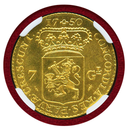 【SOLD】オランダ ホラント (1750) 7グルデン 金貨 リストライク NGC MS66