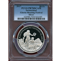 【SOLD】スイス 現代射撃祭 2017年 50フラン 銀貨 グラールス PCGS PR70DCAM