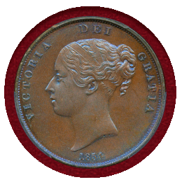 イギリス 1854年 ペニー 銅貨 ヴィクトリア ヤングヘッド PCGS MS64+BN