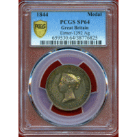 【SOLD】イギリス 1844年 銀メダル 王立証券取引所オープン記念 PCGS SP64