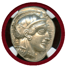 古代ギリシャ アッティカ アテネ 440-404BC 4ドラクマ 銀貨 フクロウ NGC AU